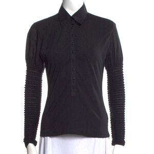 ANNE FONTAINE Ruched Sleeved Blouse Shirt